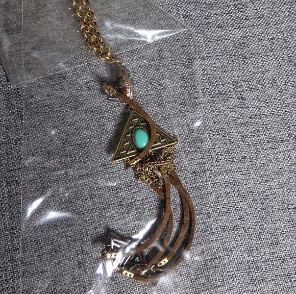 MIA inspirations By Kim Min Sun Boho Pendant And Stud Earring Set Faux Turquoise - Picture 2 of 5